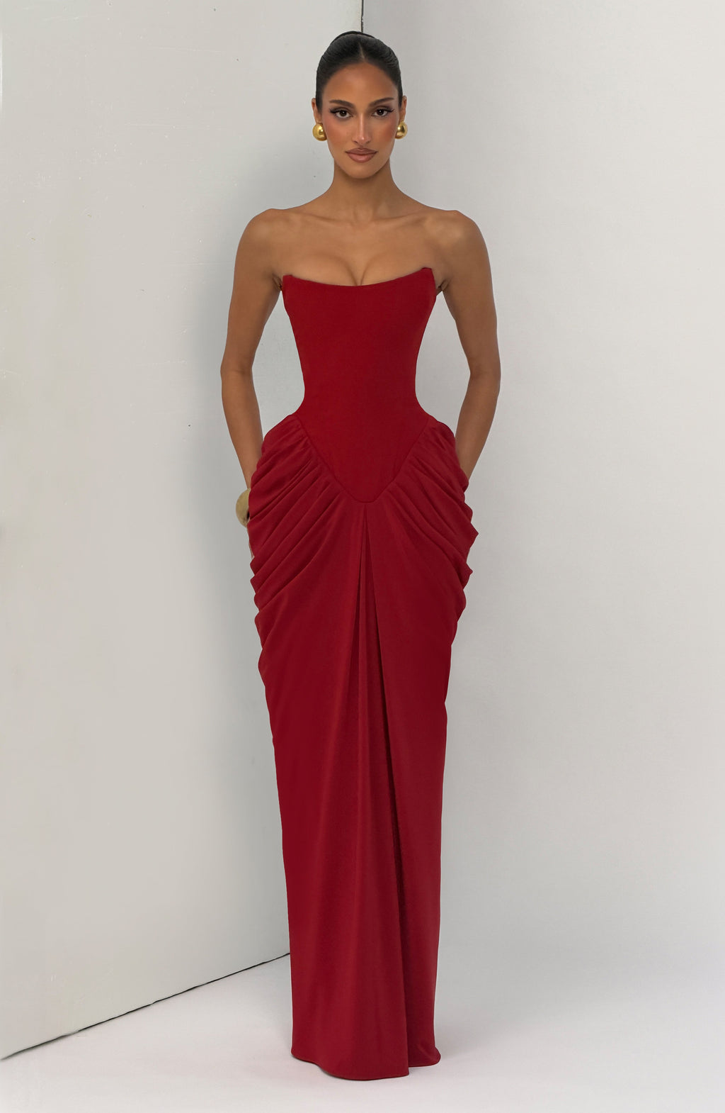 Noura Maxi Dress - Deep Red