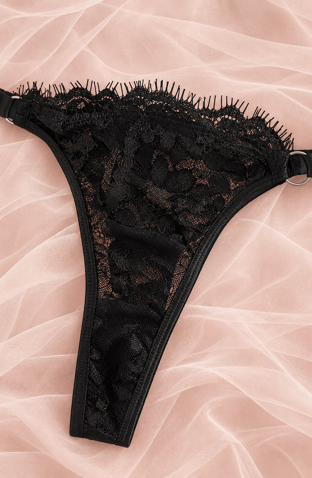 BELLATRIX Floral Lace Lingerie Set – BLACK