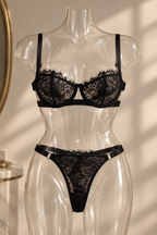 BELLATRIX Floral Lace Lingerie Set – BLACK
