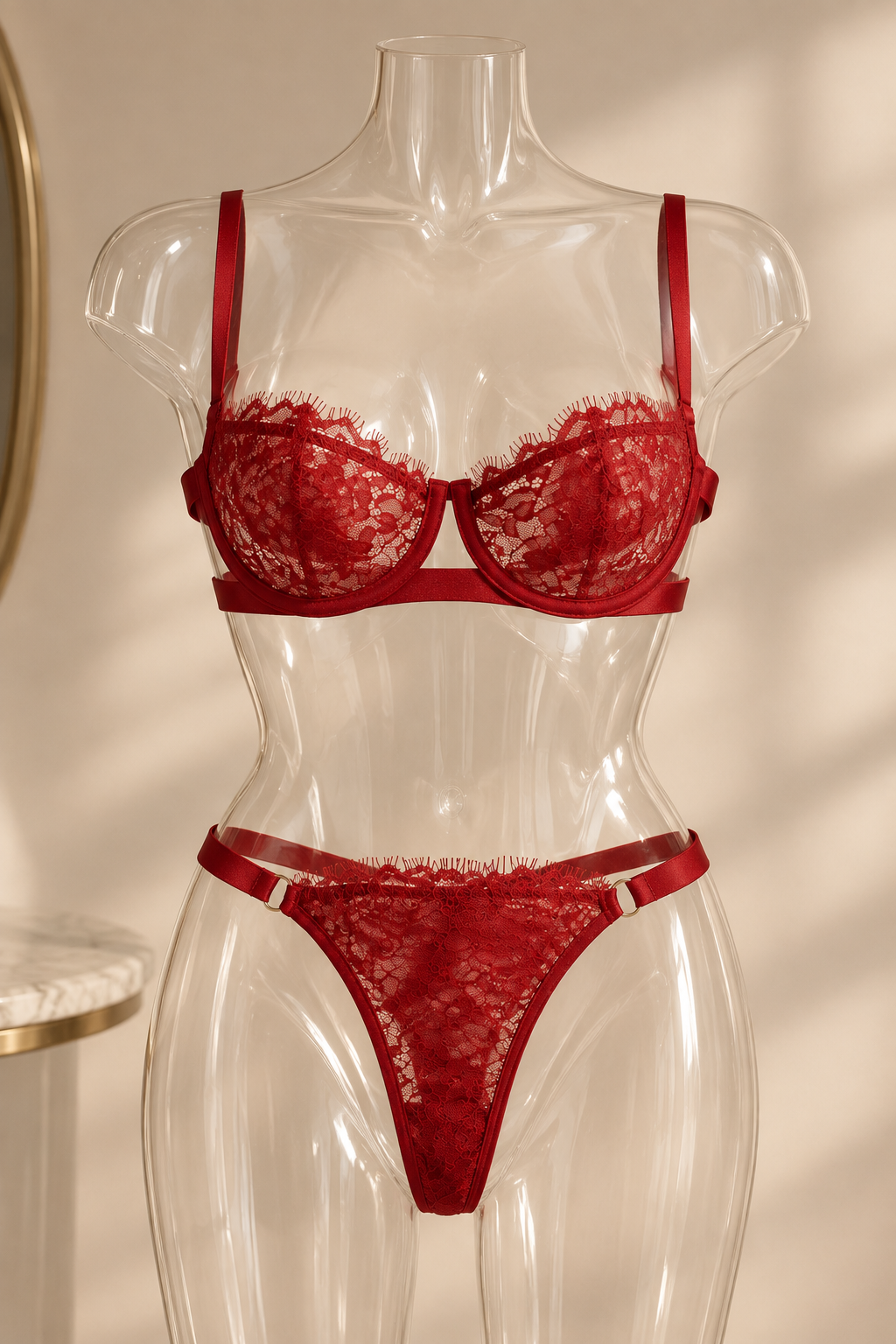 BELLATRIX Floral Lace Lingerie Set – RED PASSION