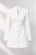 EIRA Button Mini Dress · WHITE