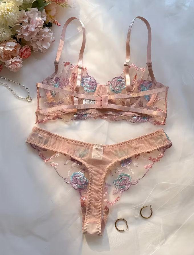 Blush Botanica Embroidered Lingerie Set