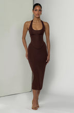 Roberta Midi Dress - Plum Brown