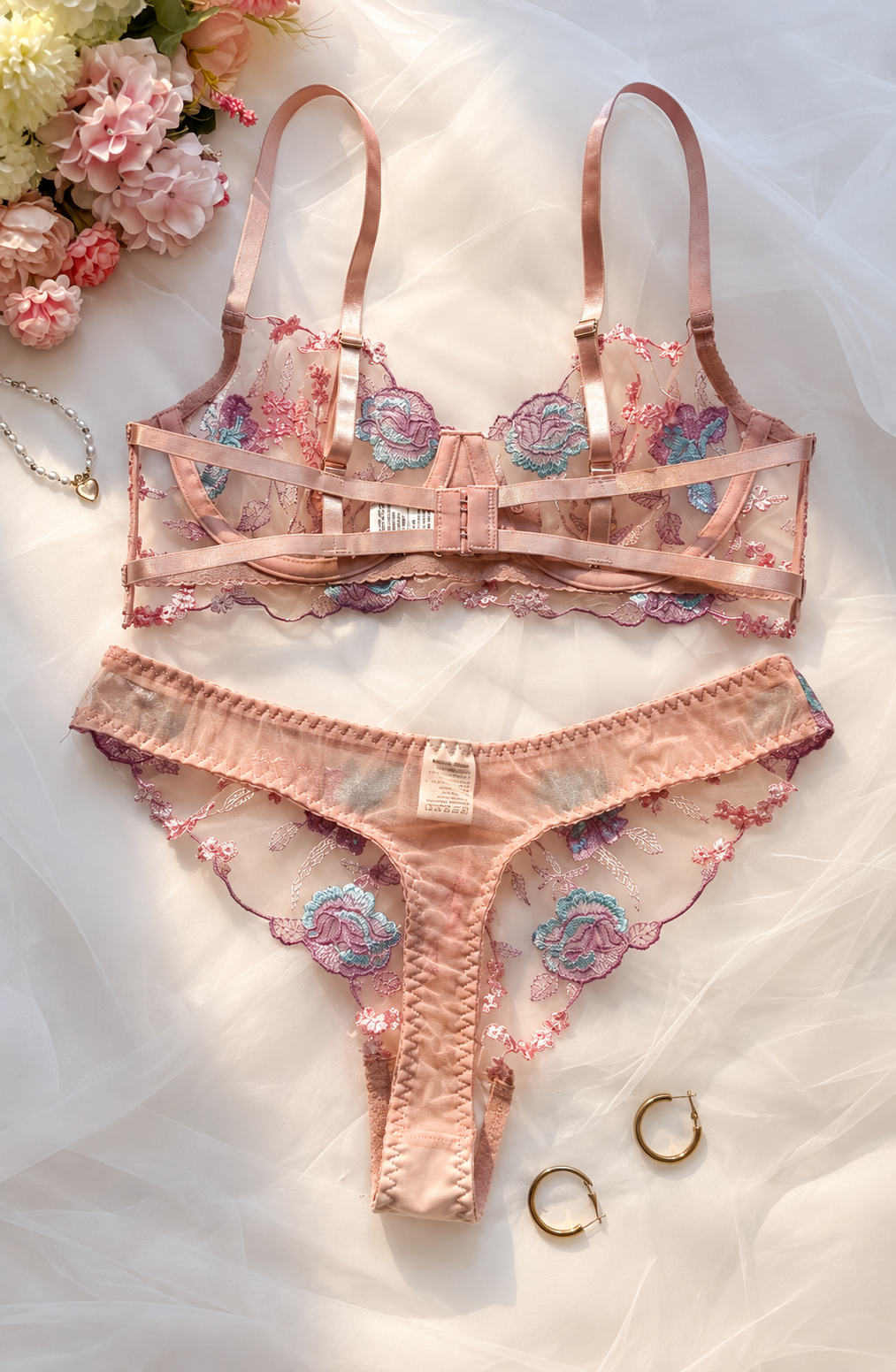 CAPELLA Embroidered Lingerie Set – BLUSH