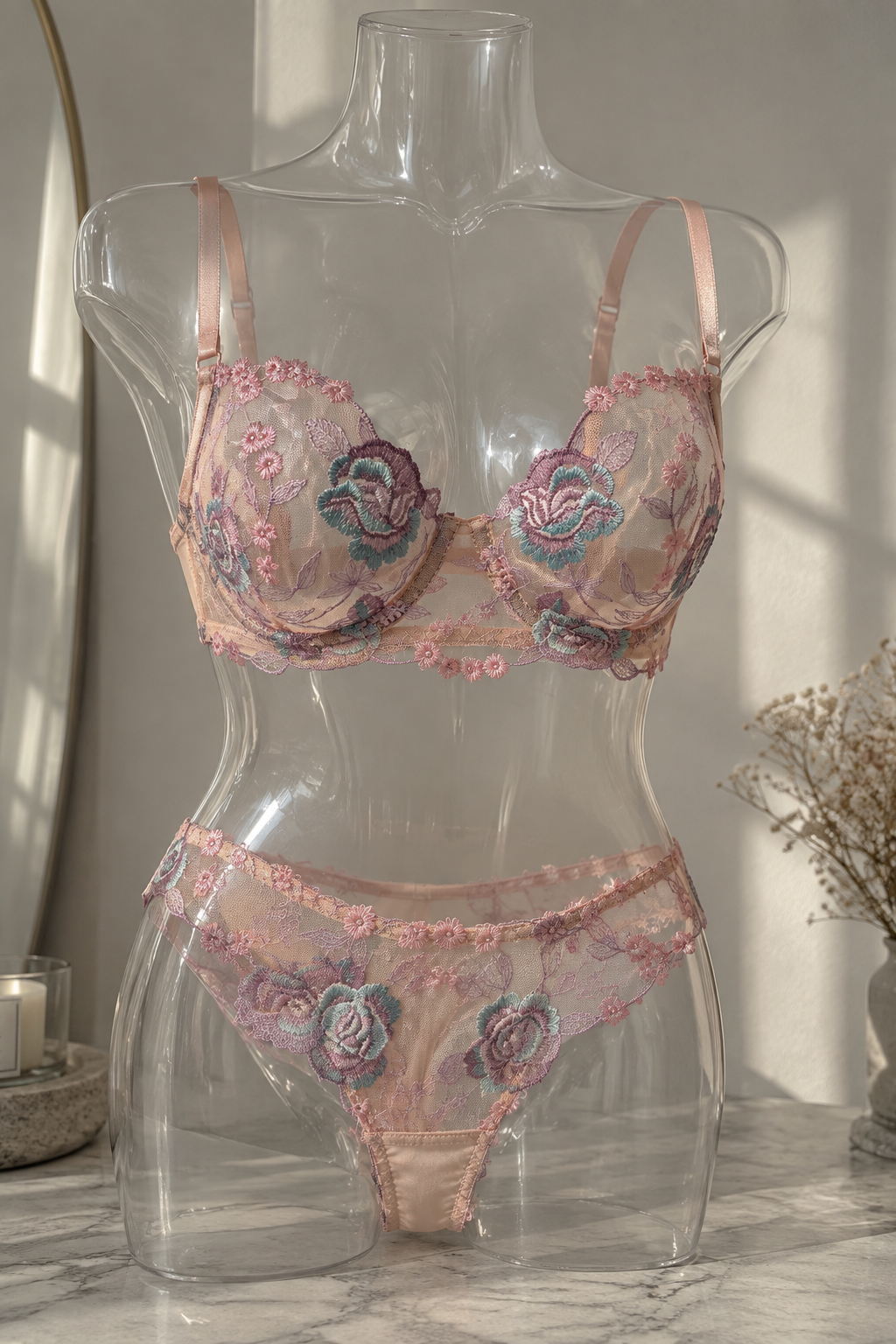 CAPELLA Embroidered Lingerie Set – BLUSH