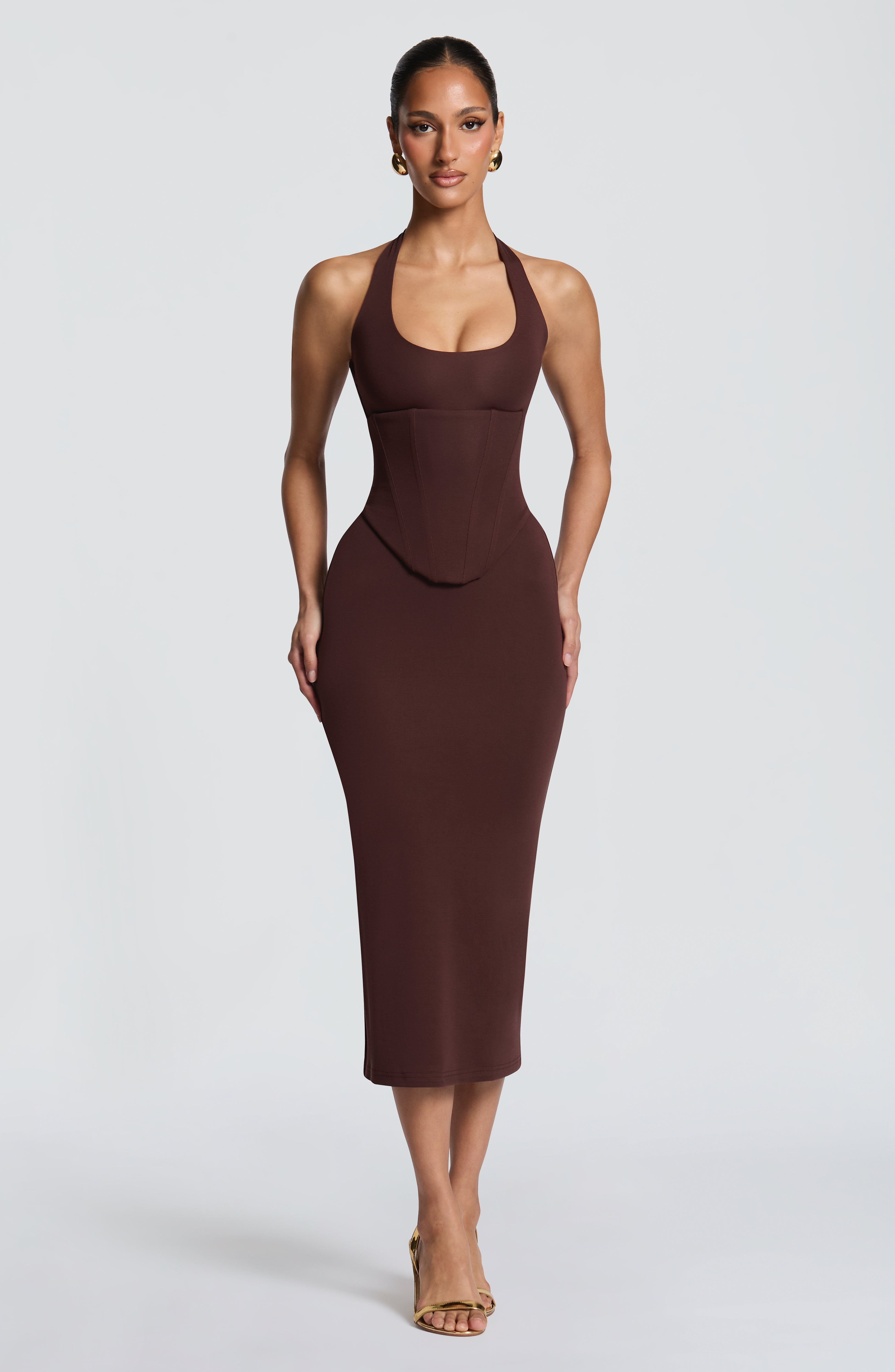 Roberta Midi Dress - Plum Brown