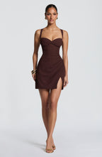 Everette Mini Dress - Plum Brown