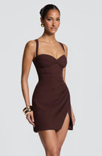 Everette Mini Dress - Plum Brown