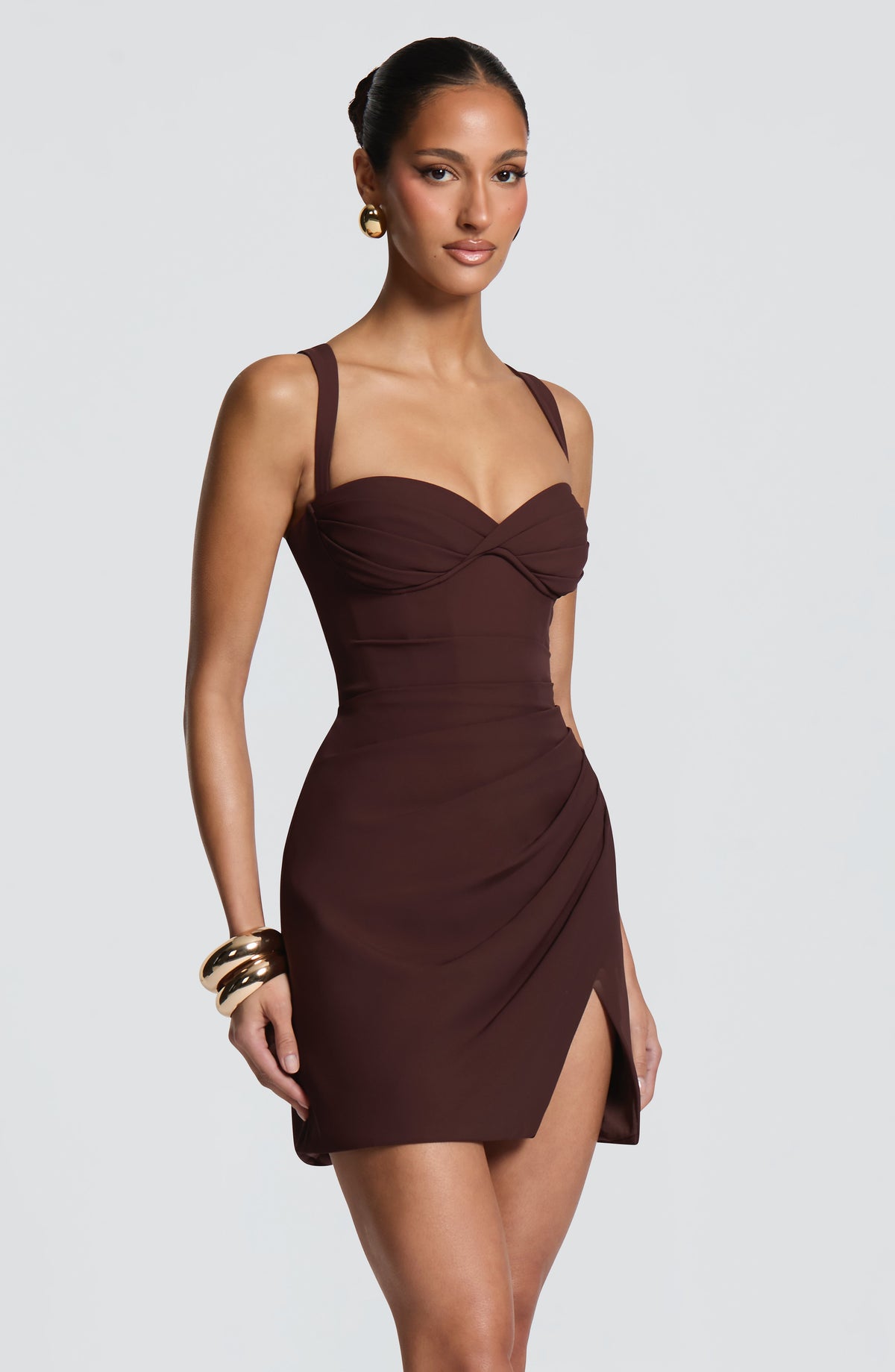 Everette Mini Dress - Plum Brown