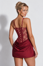 ASTRID MINI DRESS- BURGUNDY