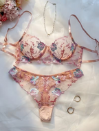 Blush Botanica Embroidered Lingerie Set